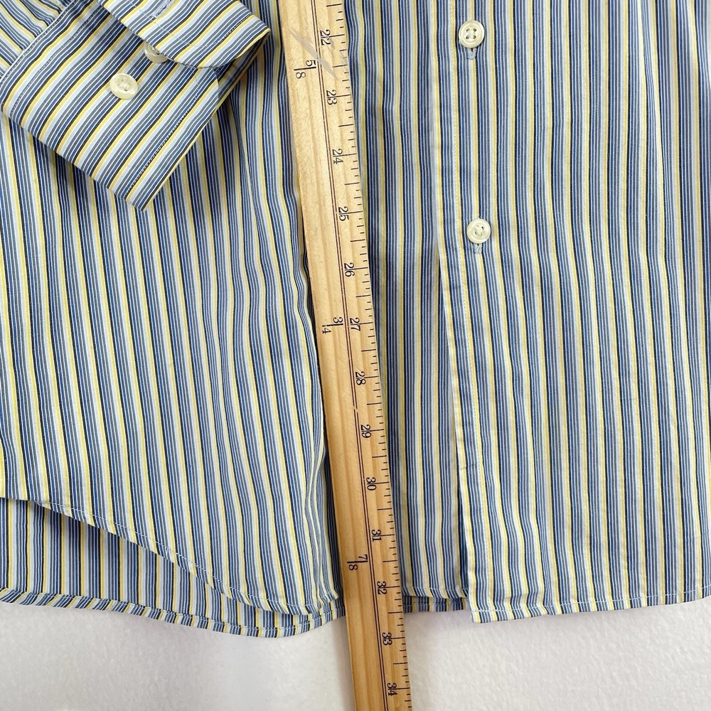 Nautica Mens Striped‎ Button Down Shirt Long Sleeve 15 1/2 34/35 blue yellow - Picture 6 of 9